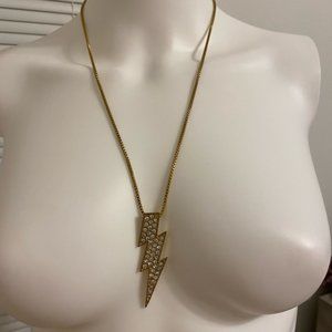 Golden Lightening Pendant With Rhinestones Boho